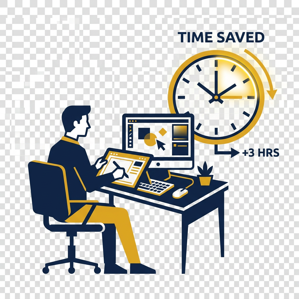 Designer saving time with AI transparent image generator