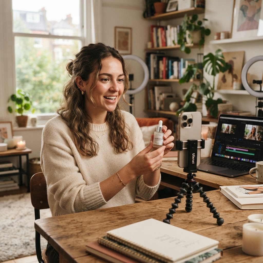 Creator producing content at home