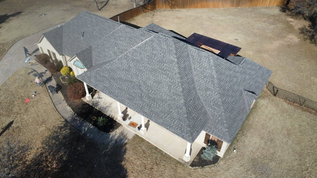 New roof installation - aerial view