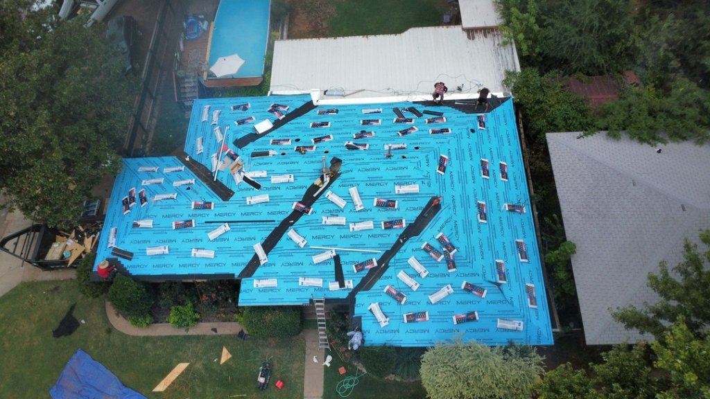 Underlayment installation - aerial view
