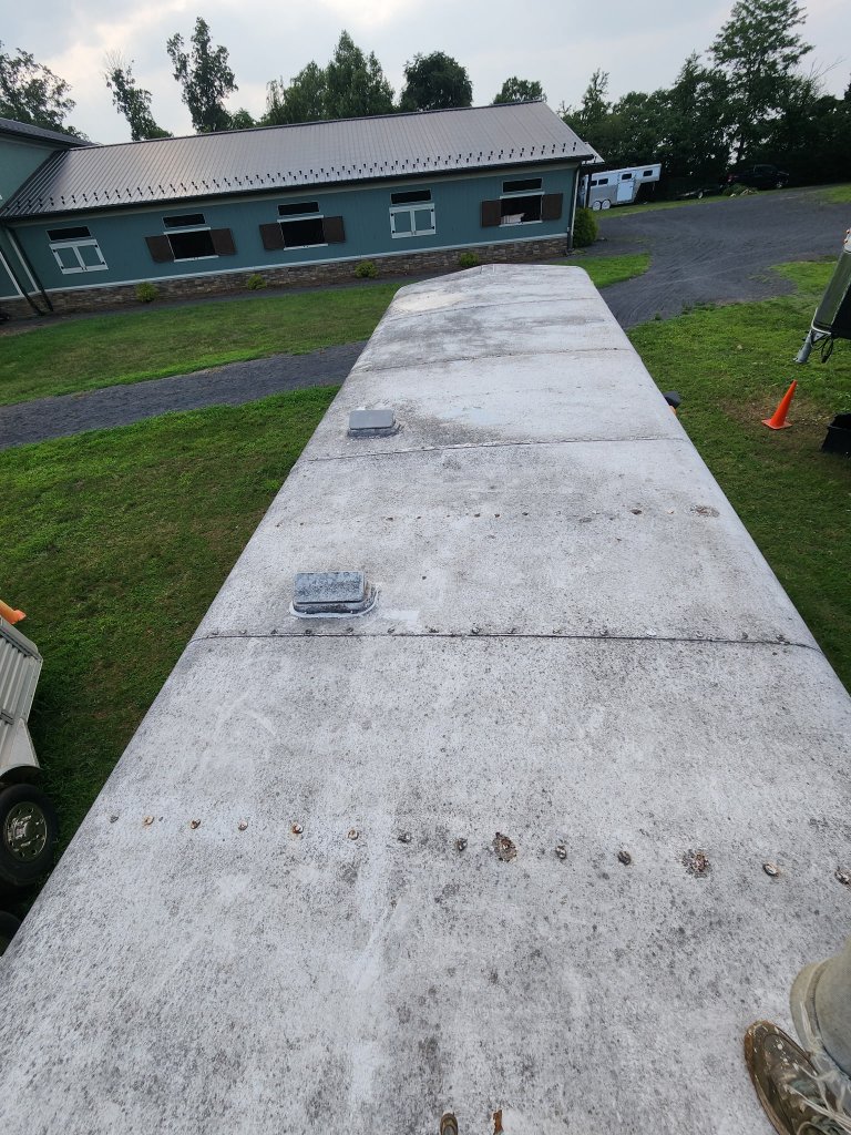 Trailer roof before Crazy Seal application