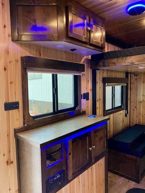 Custom counter with blue LED accents