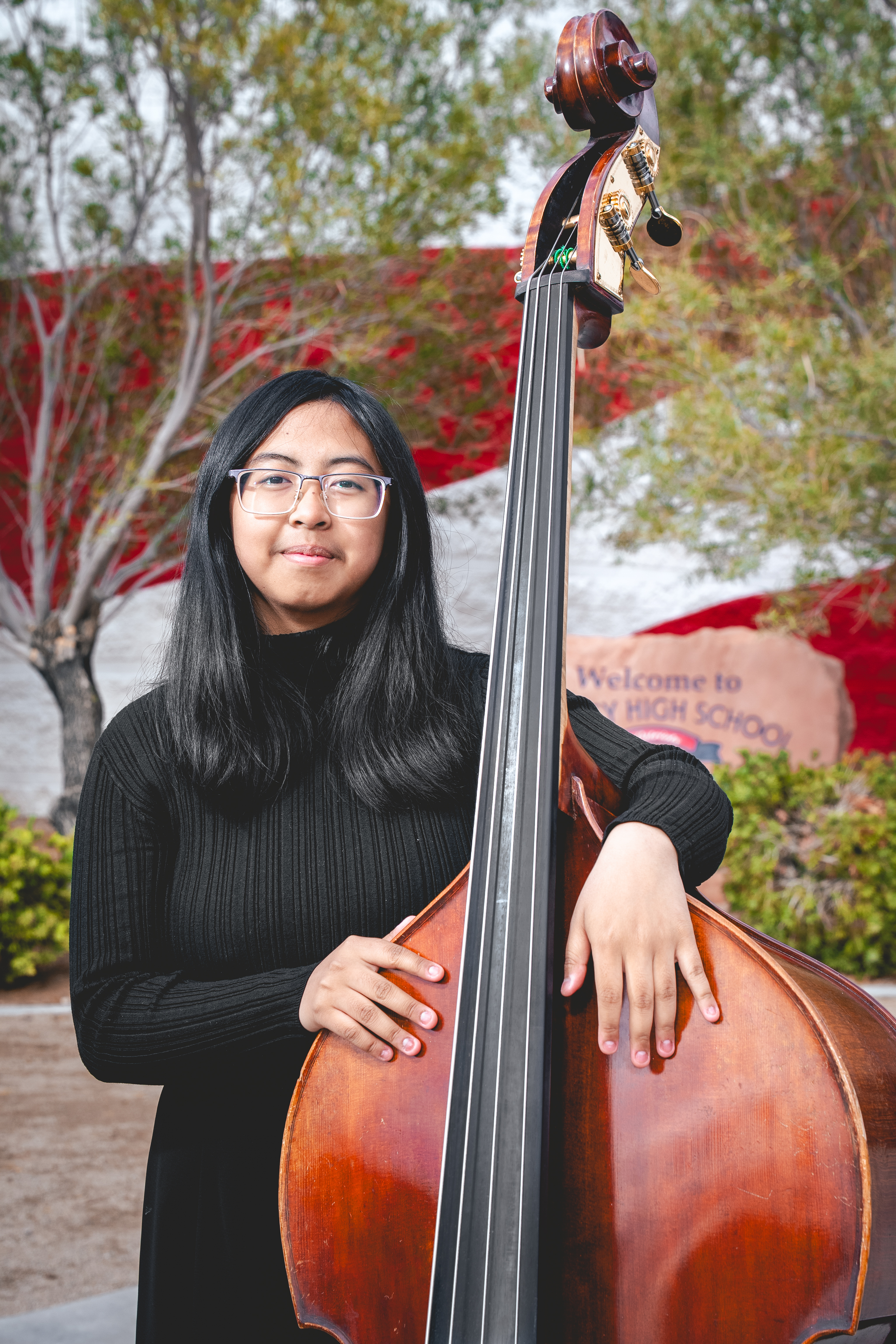 Senior portrait with double bass