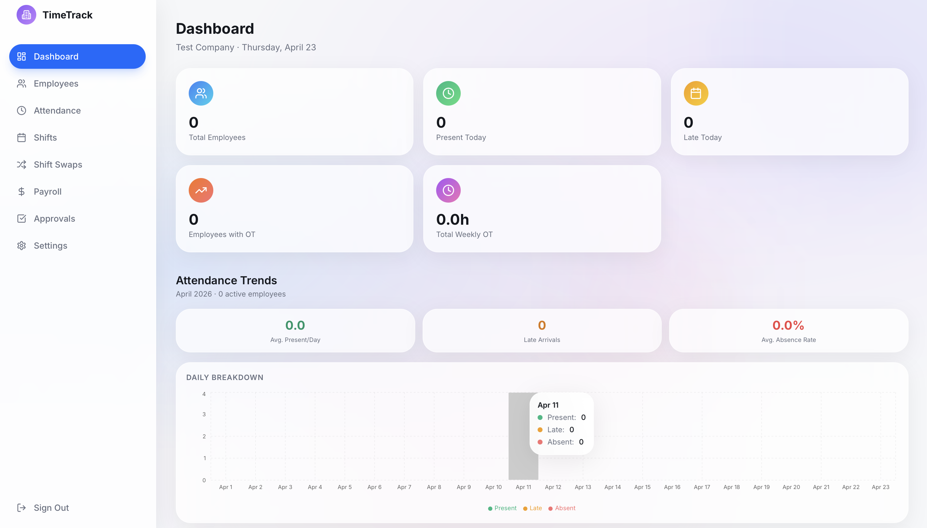 Attendance & HR template preview