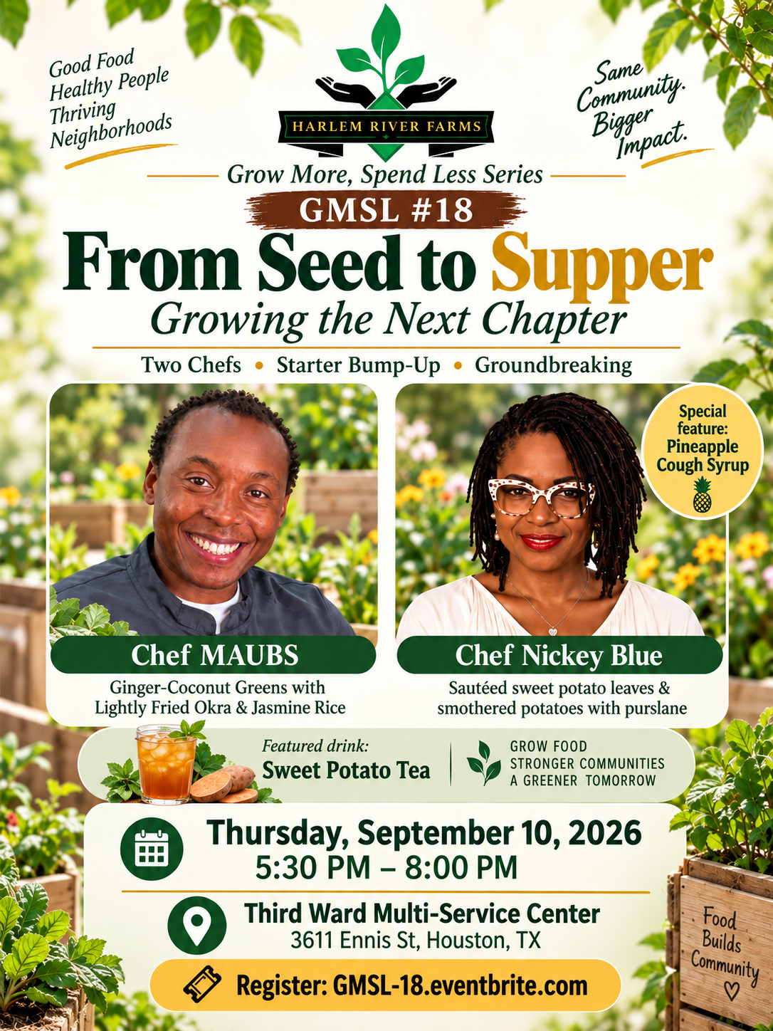 Grow More Spend Less — Bi-Weekly Chef Demo Series flyer