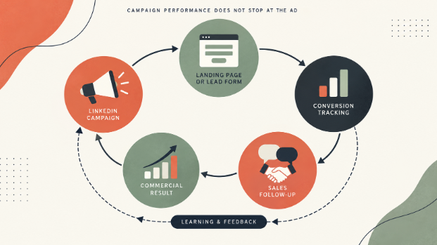 Campaign performance does not stop at the ad - LinkedIn campaign to commercial result feedback loop
