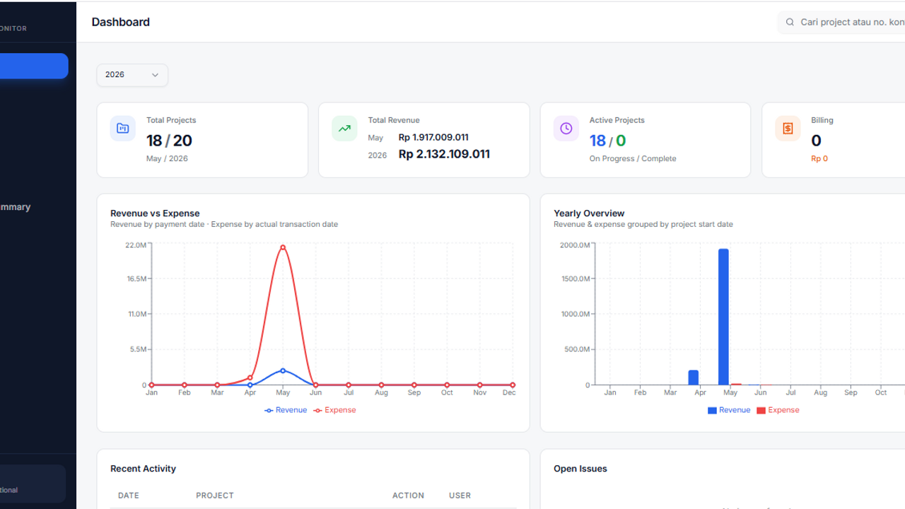 Simple Project  Revenue and Expense Monitoring template preview