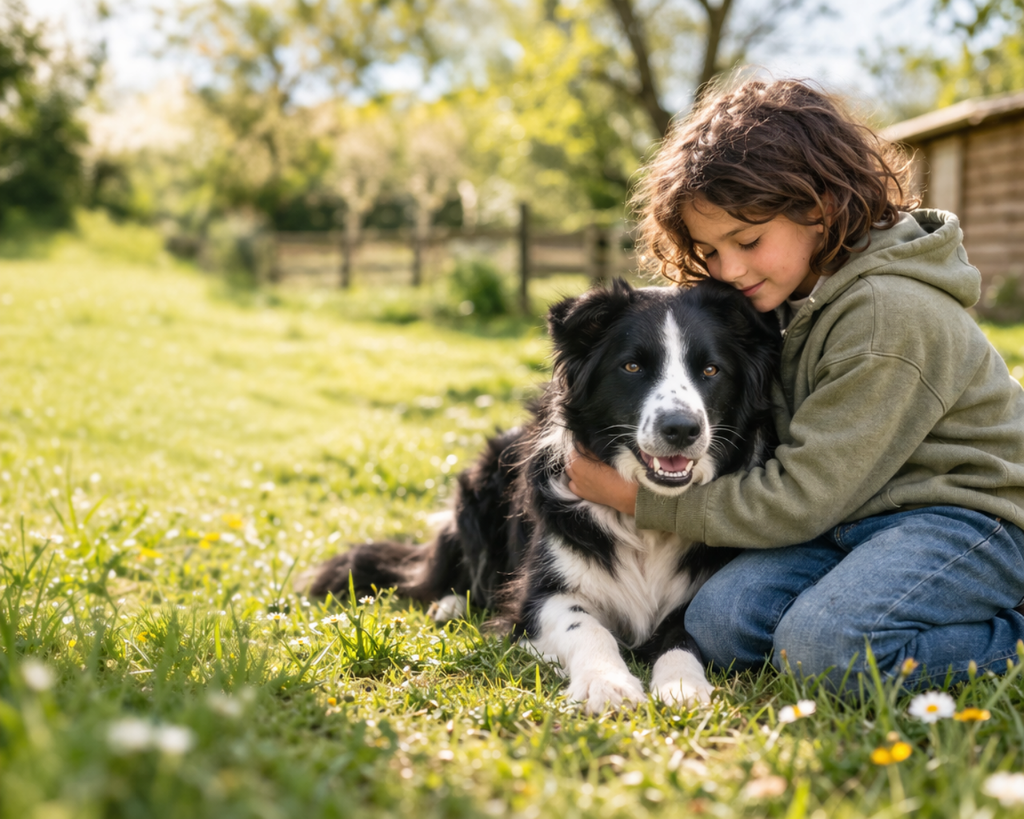 Enfant et chien dans la nature