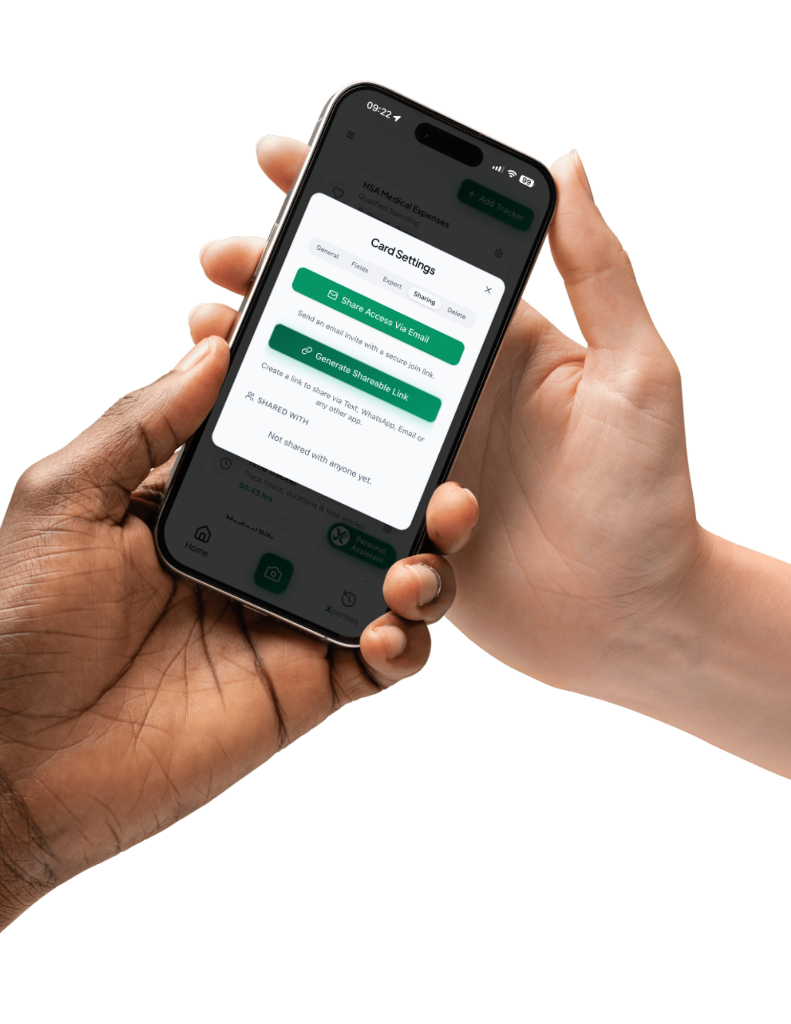 Card settings sharing modal with email invite and shareable link