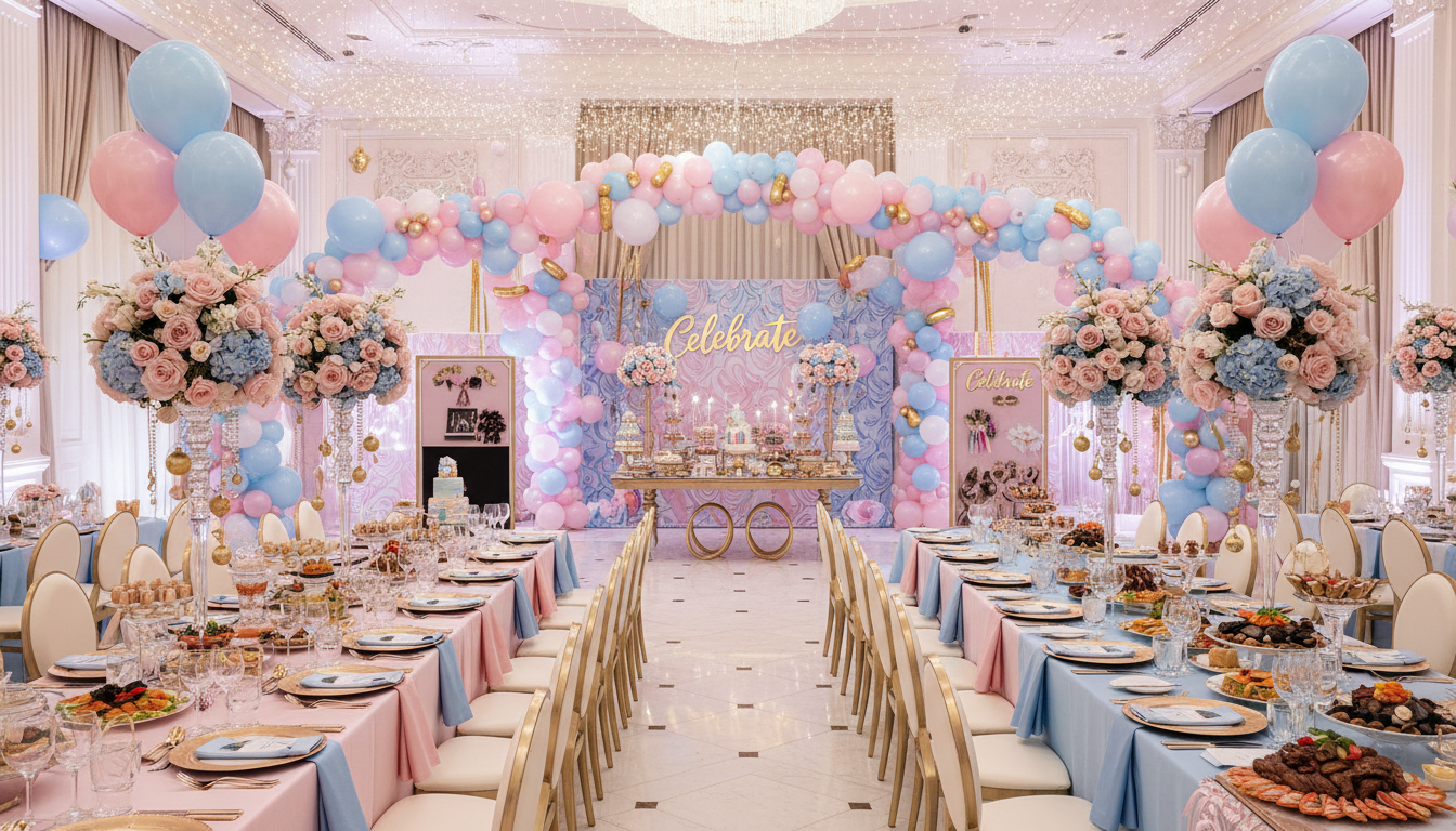 Beautiful baby shower venue decoration