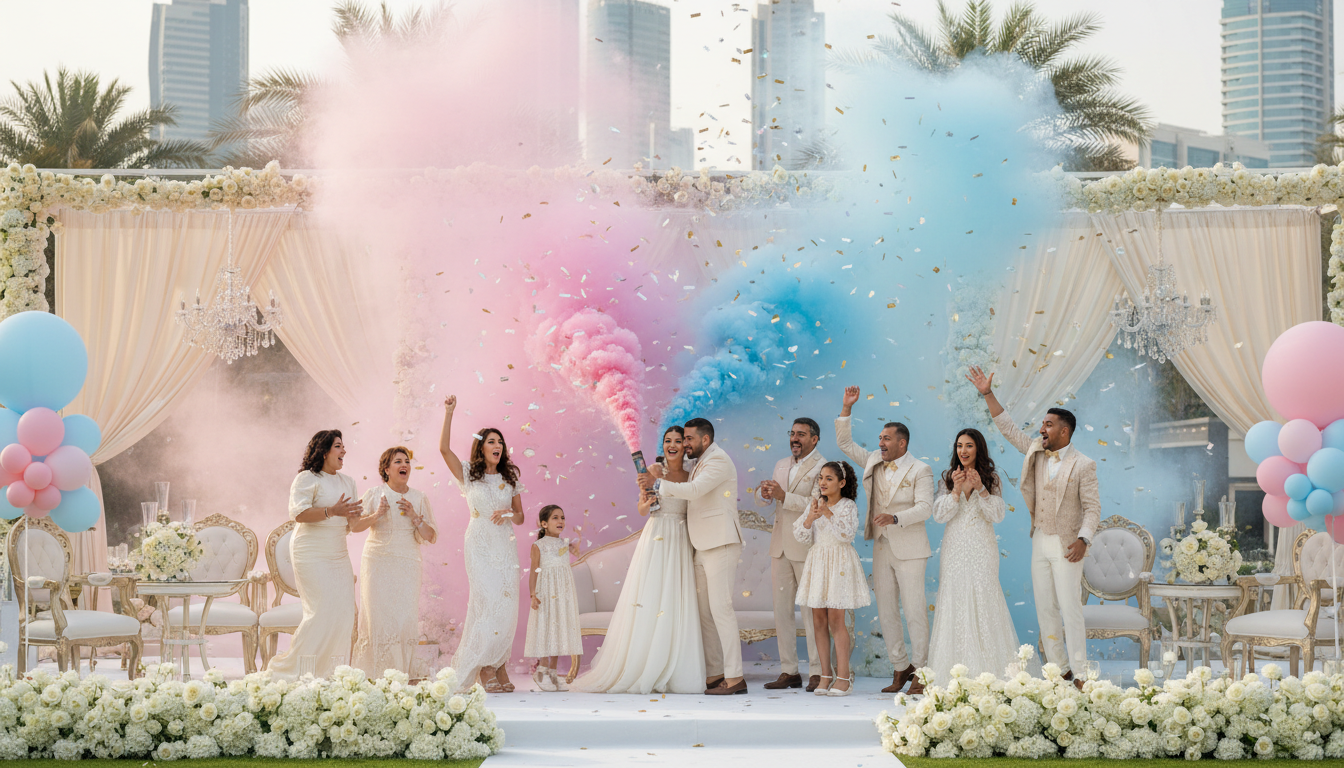 Gender reveal celebration setup in Abu Dhabi