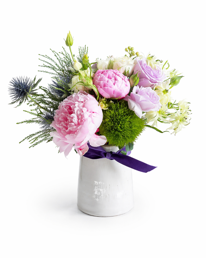 standard: Bud Vase — Peony & Thistle — pink birthday luxury flower arrangement delivered same-day in Las Vegas NV | Bud Weismiller Flowers