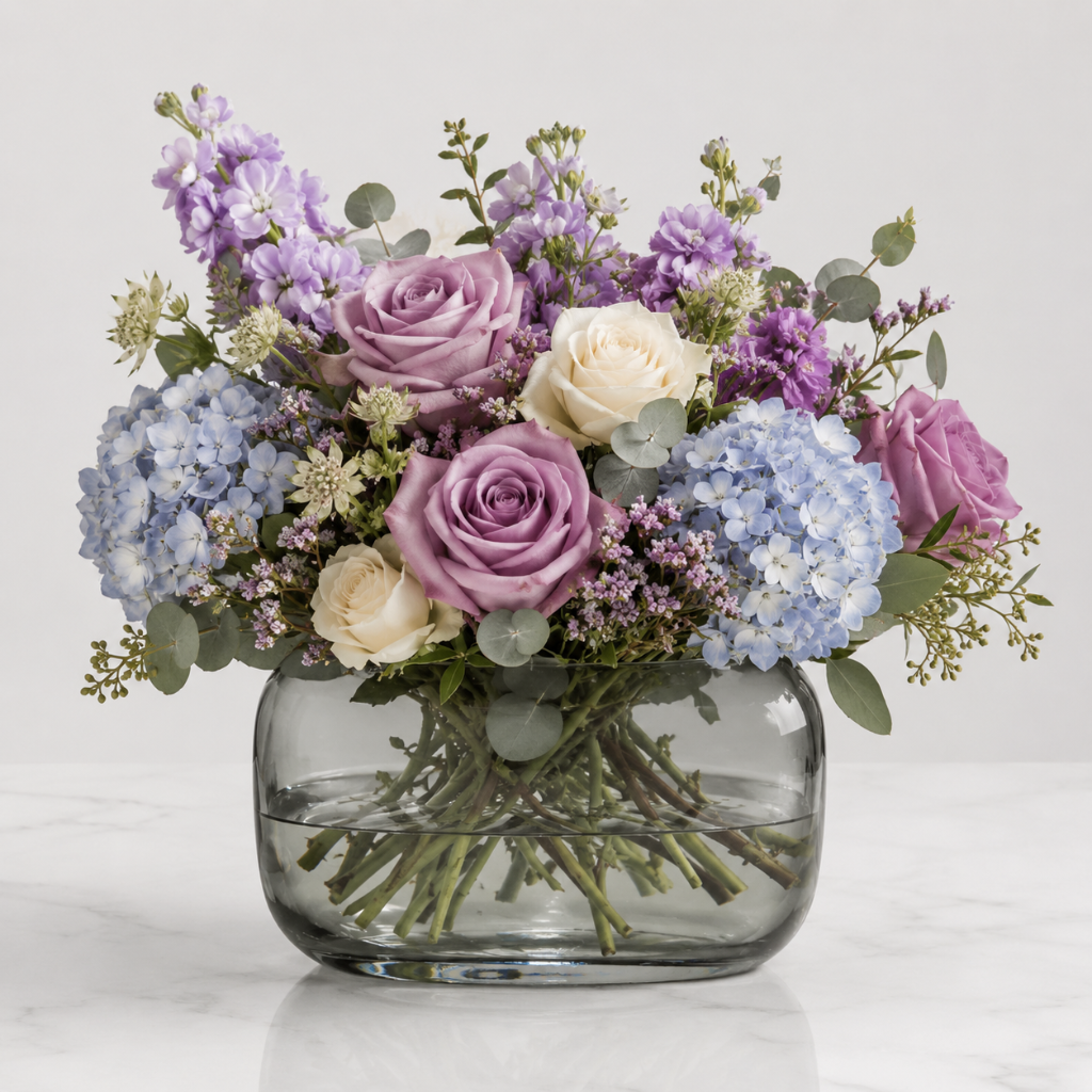 standard: Lavender & Blue Cloud | Las Vegas Delivery — purple birthday best-selling flower arrangement delivered same-day in Las Vegas NV | Bud Weismiller Flowers