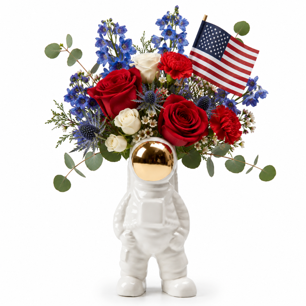 standard: American Spirit Astronaut | Las Vegas Delivery — red congratulations seasonal flower bouquet delivered same-day in Las Vegas NV | Bud Weismiller Flowers