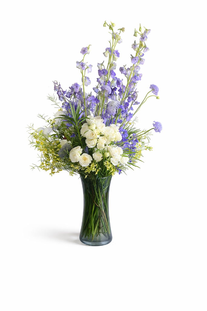 standard: Henderson Crystal Rose Vase — white anniversary luxury flower arrangement delivered same-day in Las Vegas NV | Bud Weismiller Flowers