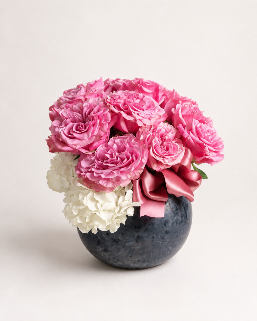 standard: Hot Pink Rose Globe | Las Vegas Delivery — pink romantic rose bouquet delivered same-day in Las Vegas NV | Bud Weismiller Flowers