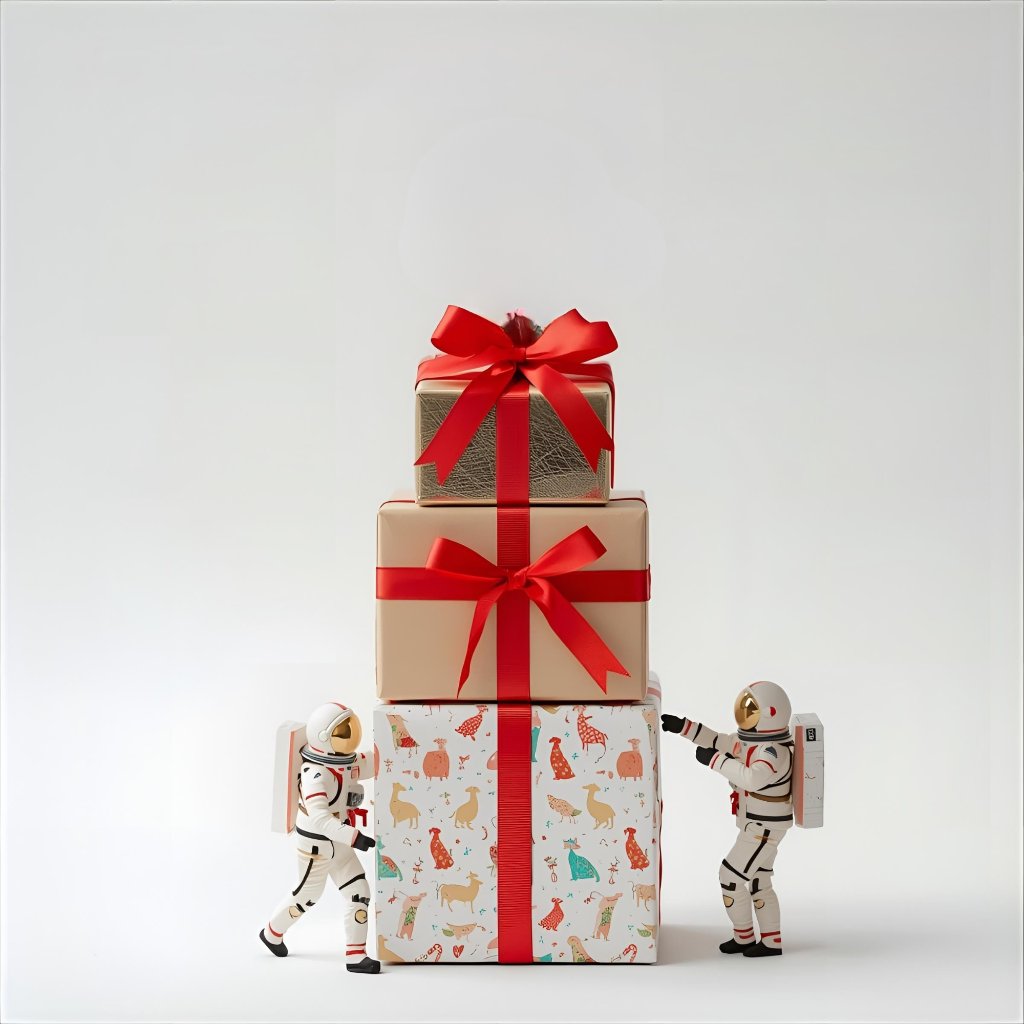 Stacked gift boxes with red bows and wrapping paper — Las Vegas Henderson flower gift delivery