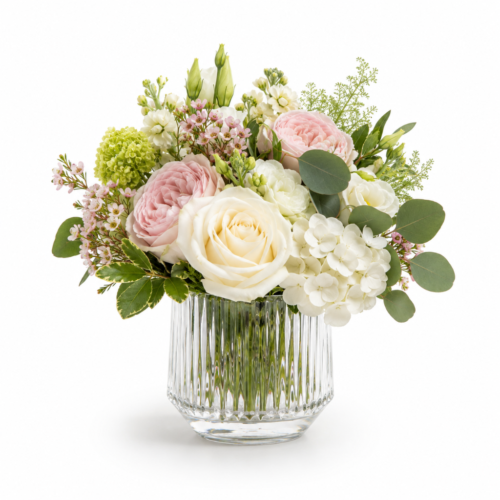 Standard Size — Whisper White Garden | Las Vegas Delivery | Las Vegas Florist — Same-Day Delivery to Las Vegas, Henderson & Summerlin | Bud Weismiller Flowers Whisper White Garden | Las Vegas Delivery — Standard size handmade white birthday best-selling flower arrangement for same-day flower delivery in Las Vegas, Henderson & Summerlin NV | Bud Weismiller Flowers