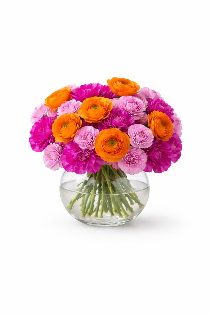Colorful Floral in Glass Vase — luxury flower arrangement for same-day delivery in Las Vegas Henderson & Summerlin NV | Bud Weismiller Flowers