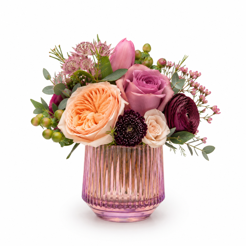standard: Berry Bliss | Las Vegas Delivery — pink romantic luxury flower arrangement delivered same-day in Las Vegas NV | Bud Weismiller Flowers