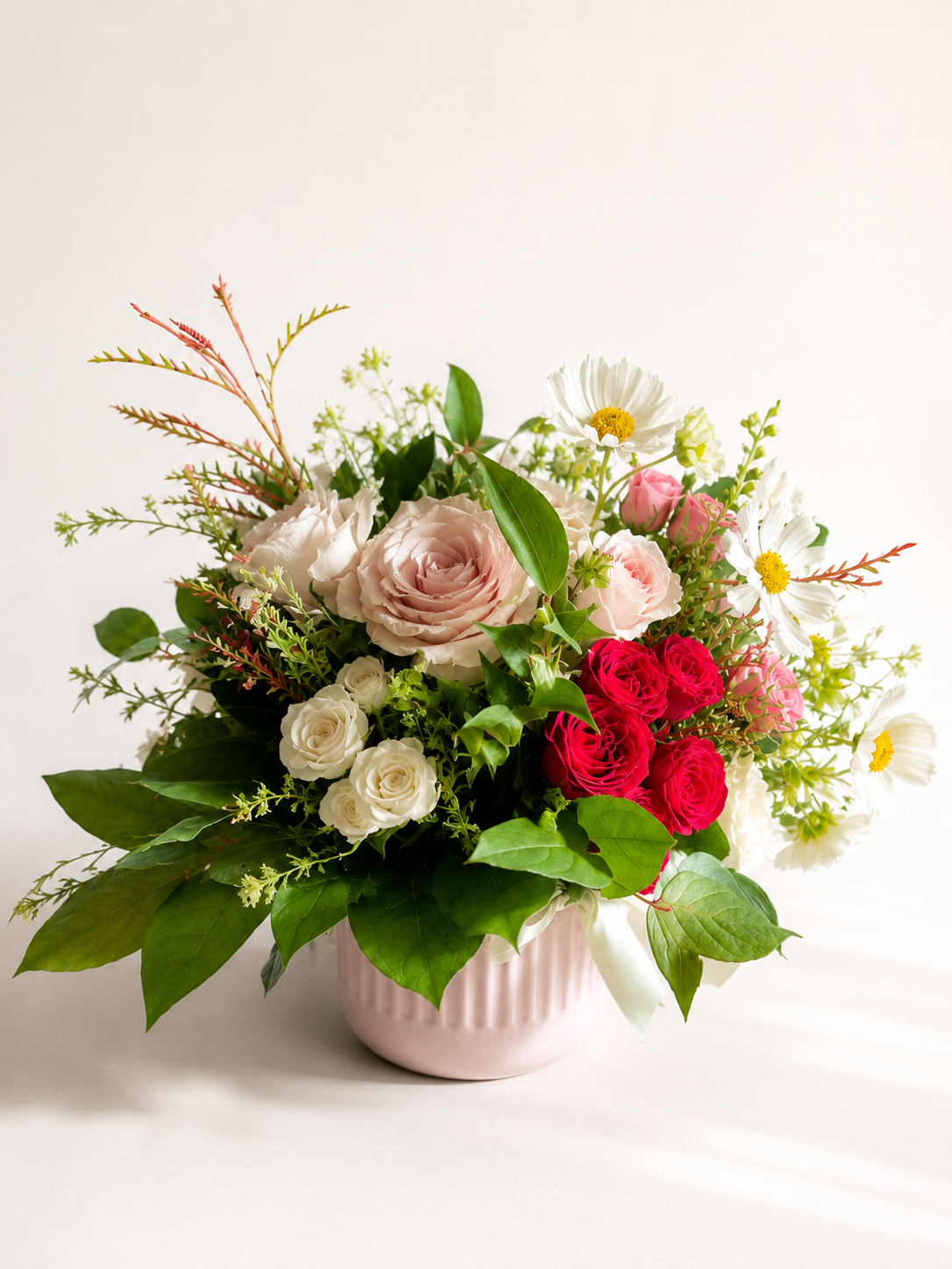 standard: A Quiet Kiss Blush Garden Rose Bouquet — pink romantic rose bouquet delivered same-day in Las Vegas NV | Bud Weismiller Flowers