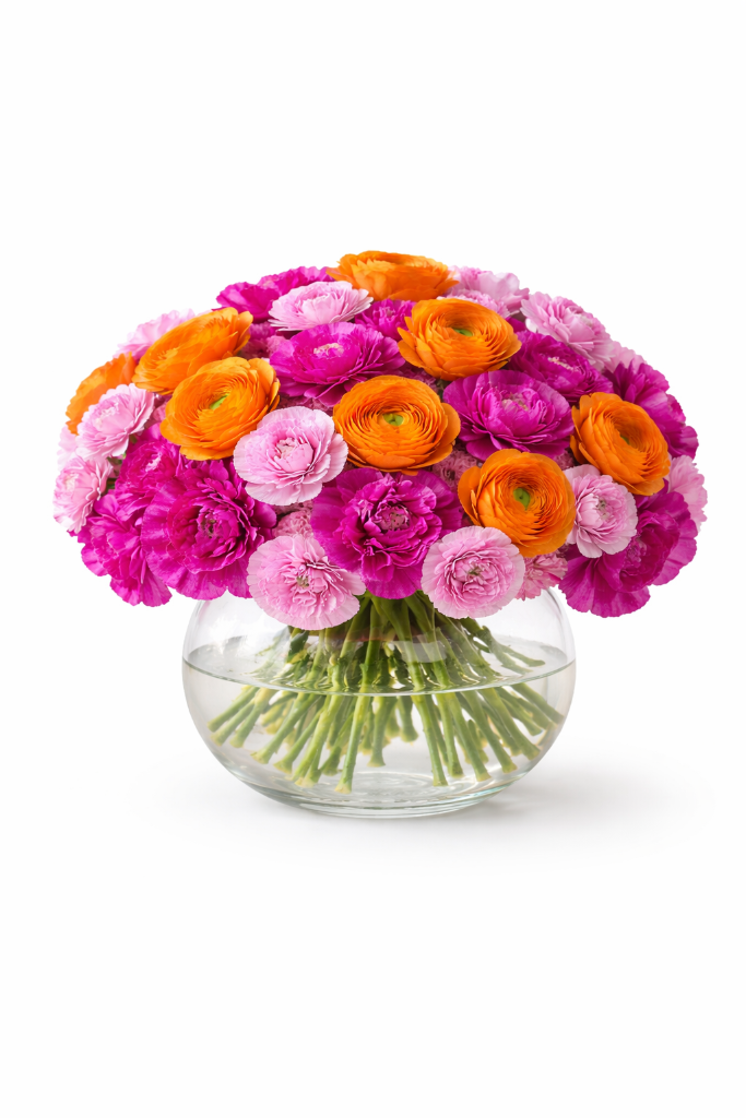 Standard Size — Ranunculus Garden | Las Vegas Florist — Same-Day Delivery to Las Vegas, Henderson & Summerlin | Bud Weismiller Flowers standard: Ranunculus Garden — pink birthday best-selling flower arrangement delivered same-day in Las Vegas NV | Bud Weismiller Flowers
