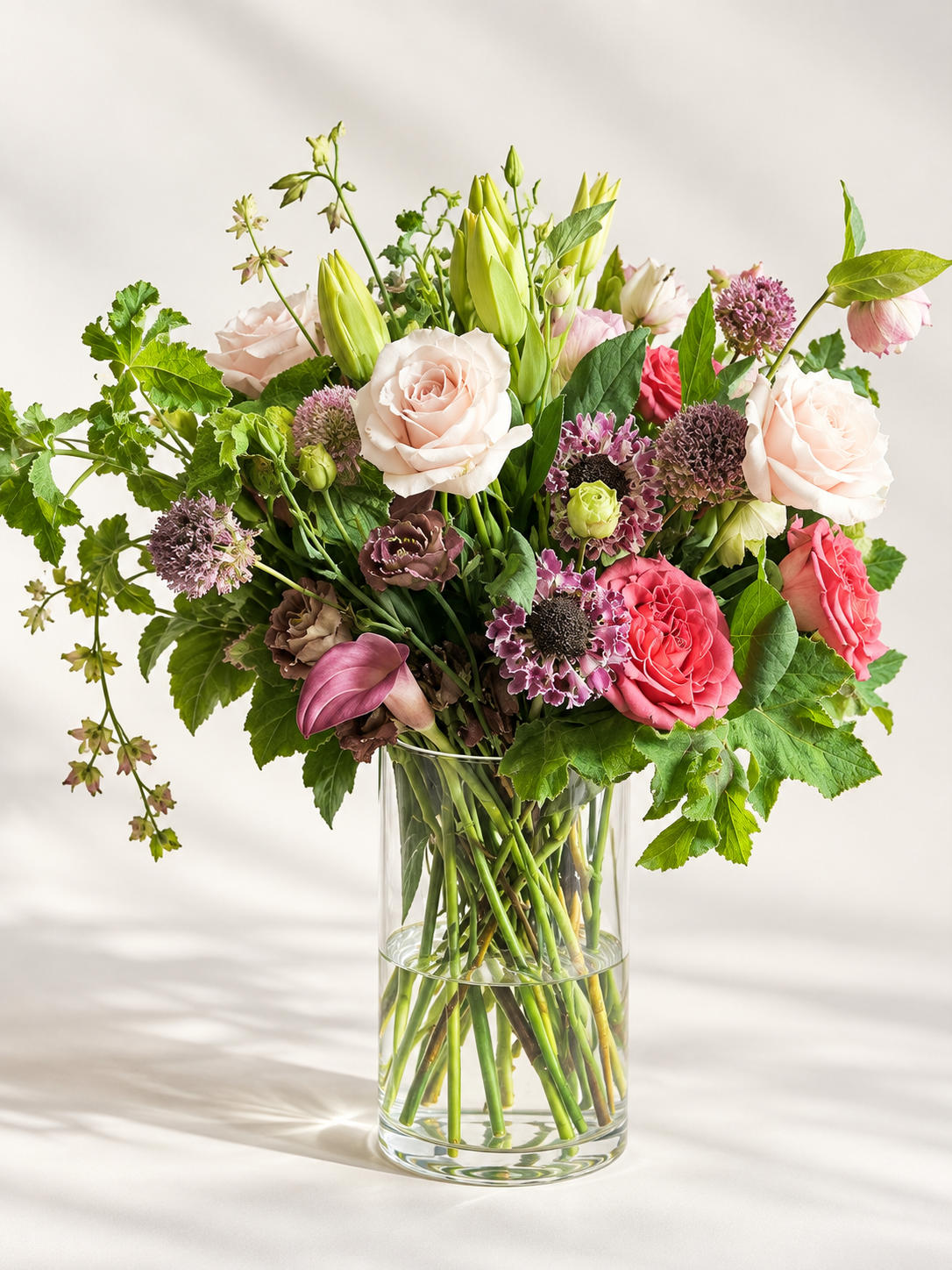 standard: Blush & Berry Fall Arrangement — pink birthday seasonal flower bouquet delivered same-day in Las Vegas NV | Bud Weismiller Flowers