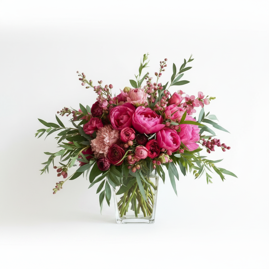 standard: Winging It – Dramatic Flowers — pink birthday luxury flower arrangement delivered same-day in Las Vegas NV | Bud Weismiller Flowers