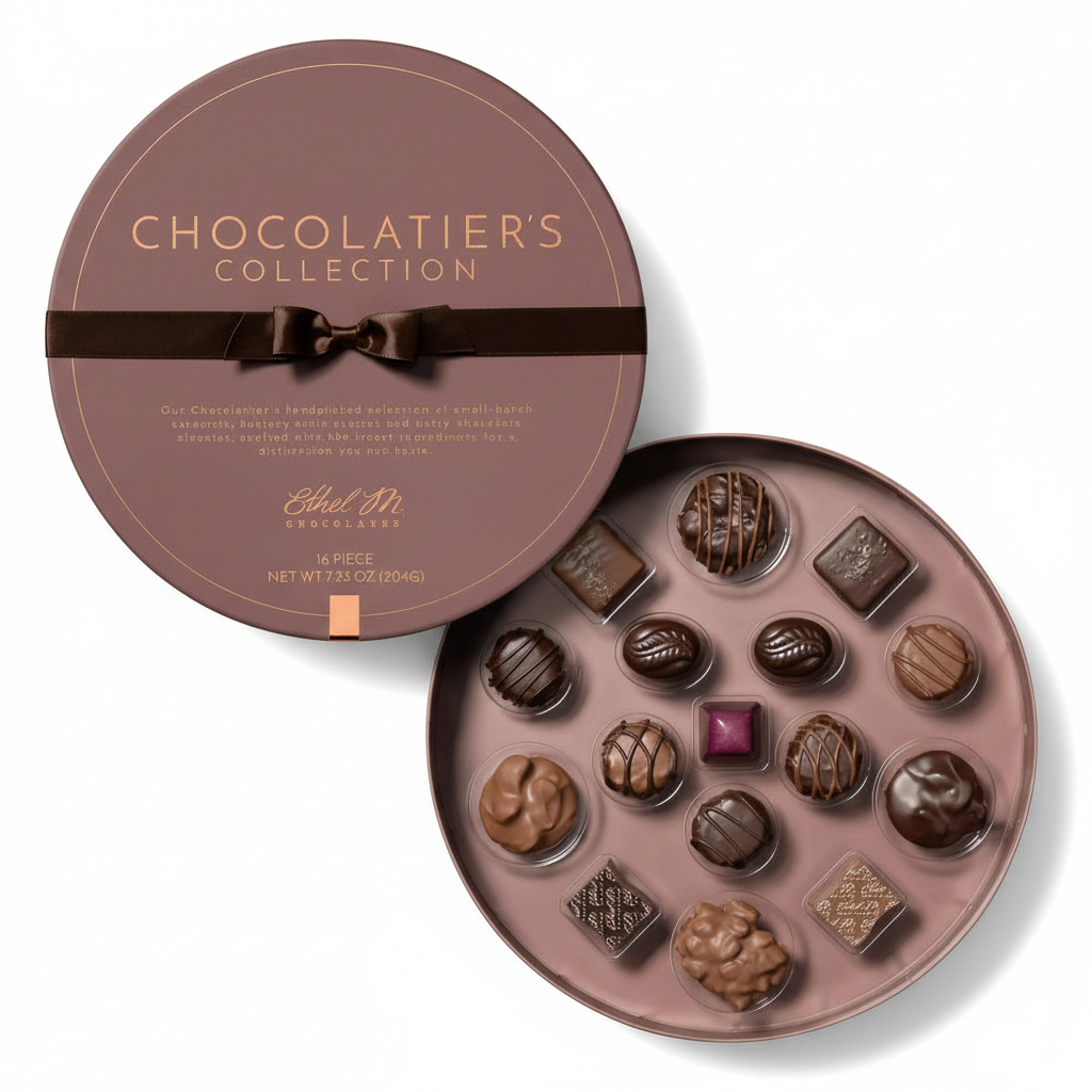 standard: Ethel M Chocolatier's Collection (16-piece) — mixed-color birthday chocolate and flower gift delivered same-day in Las Vegas NV | Bud Weismiller Flowers