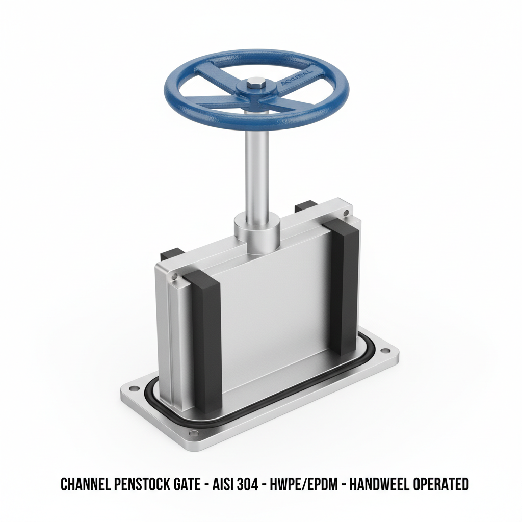 Viscoreg Channel Penstock – Stainless Steel AISI 304, for Concrete Embedding, 200×200–2000×2000 mm