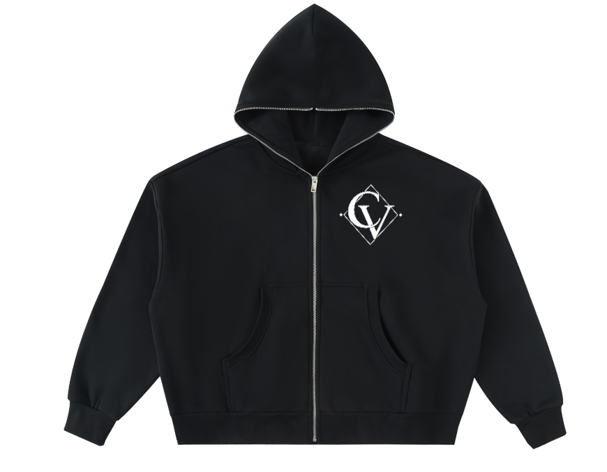 Cavero Full-Zip Hoodie in Black