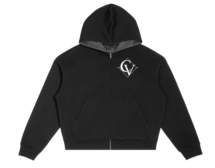 Cavero Zip Hoodie in Black