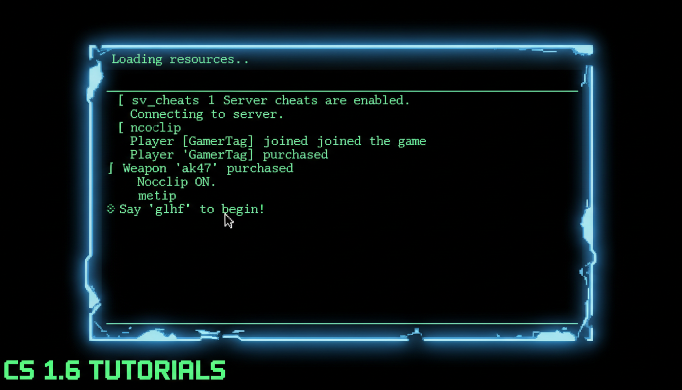 Console CS 1.6 com comandos noclip
