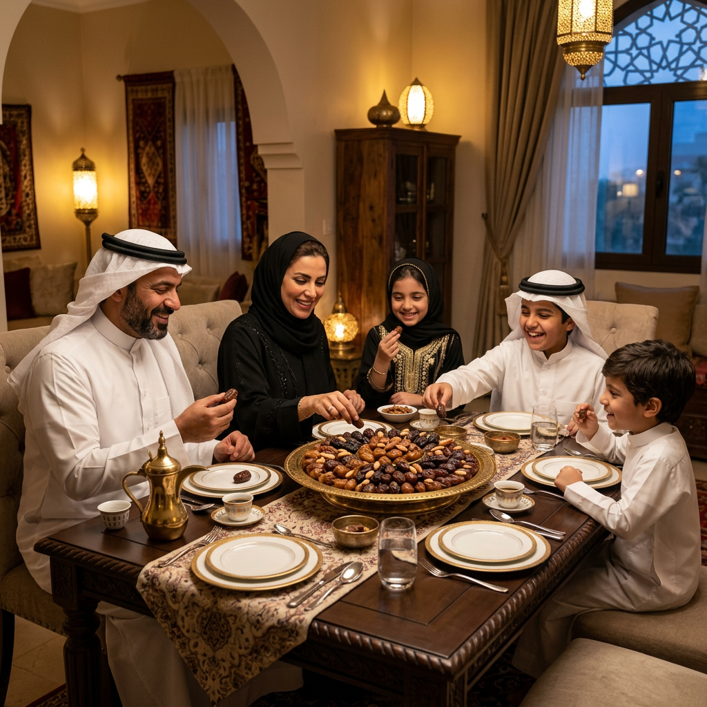 Saudi Family Enjoying Dates