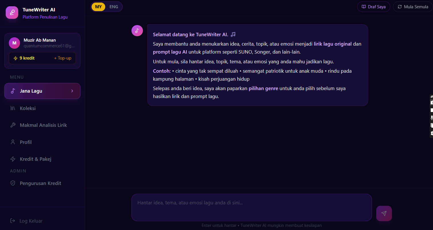 TuneWriter AI template preview