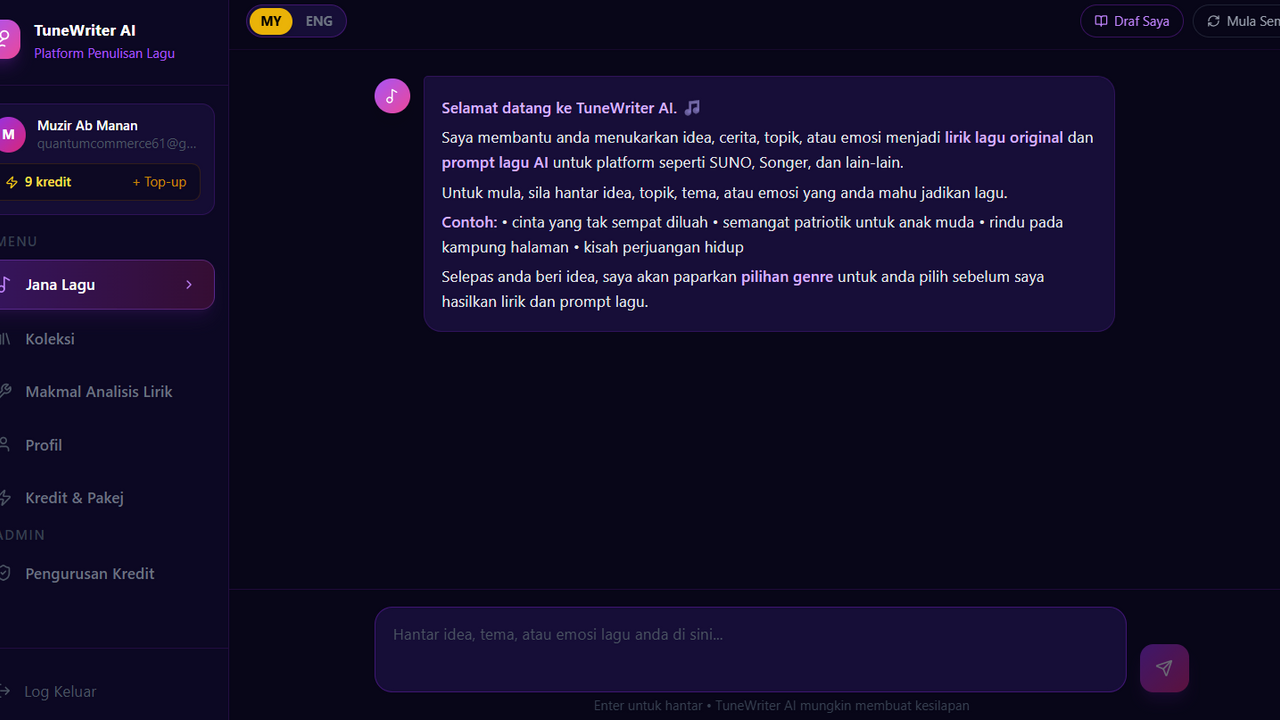 TuneWriter AI template preview