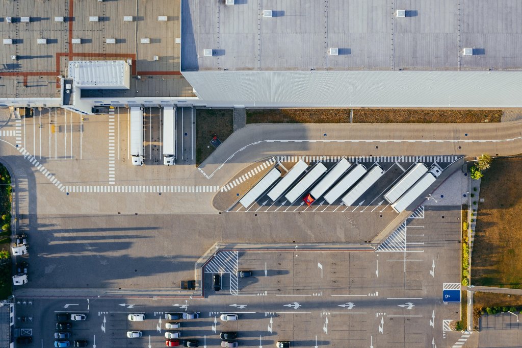 Warehouse and distribution center aerial view