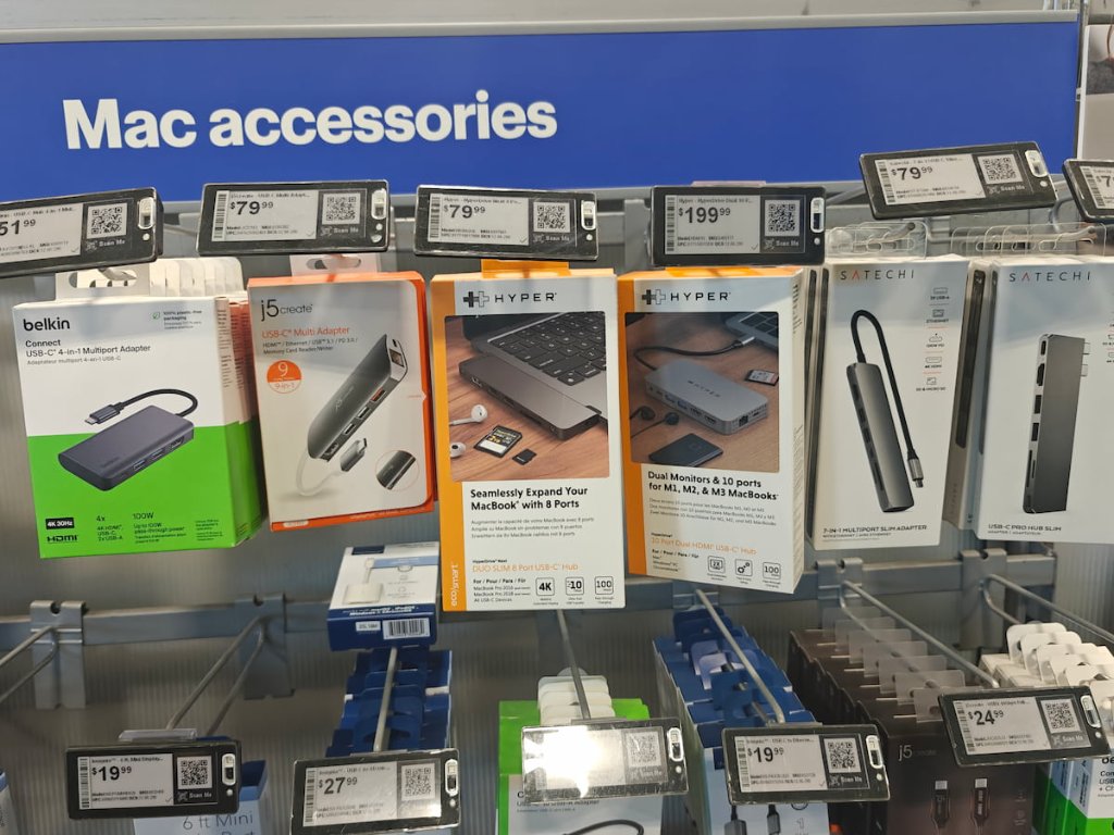 Best Buy Mac accessories shelf