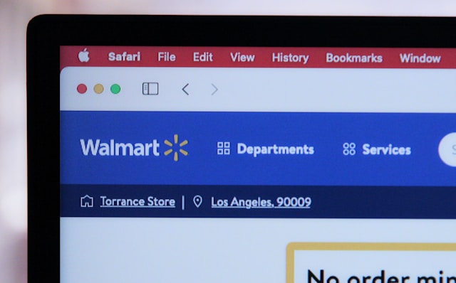 Walmart.com website header and navigation