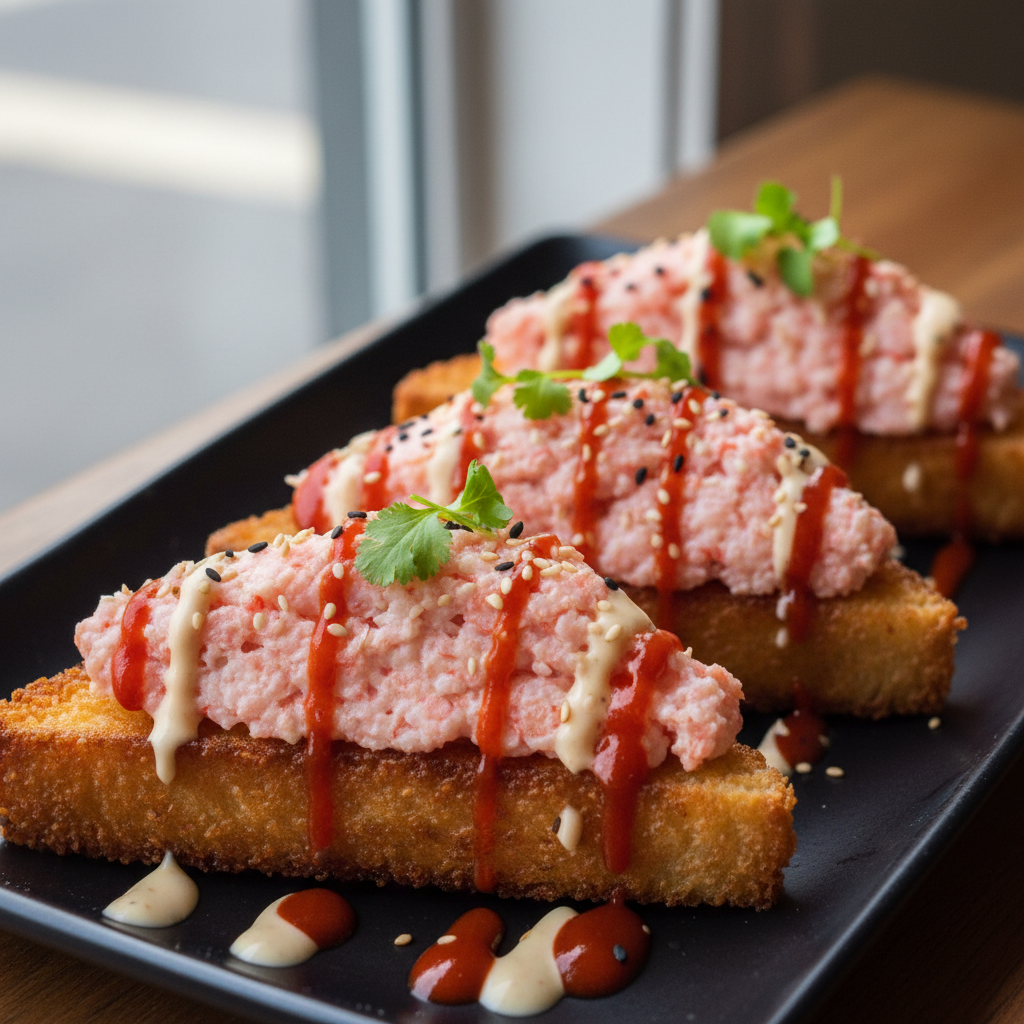 Japanese Ebi Shrimp Toast with Sweet Chili Mayo