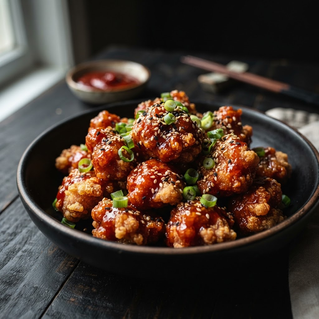 Korean Gochujang Glazed Fried Chicken Bites