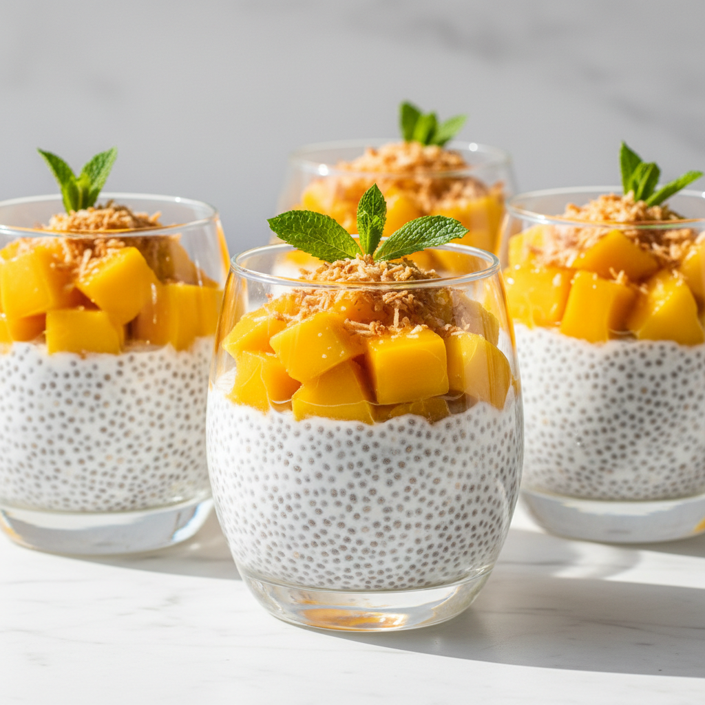 Mango & Coconut Chia Pudding Cups