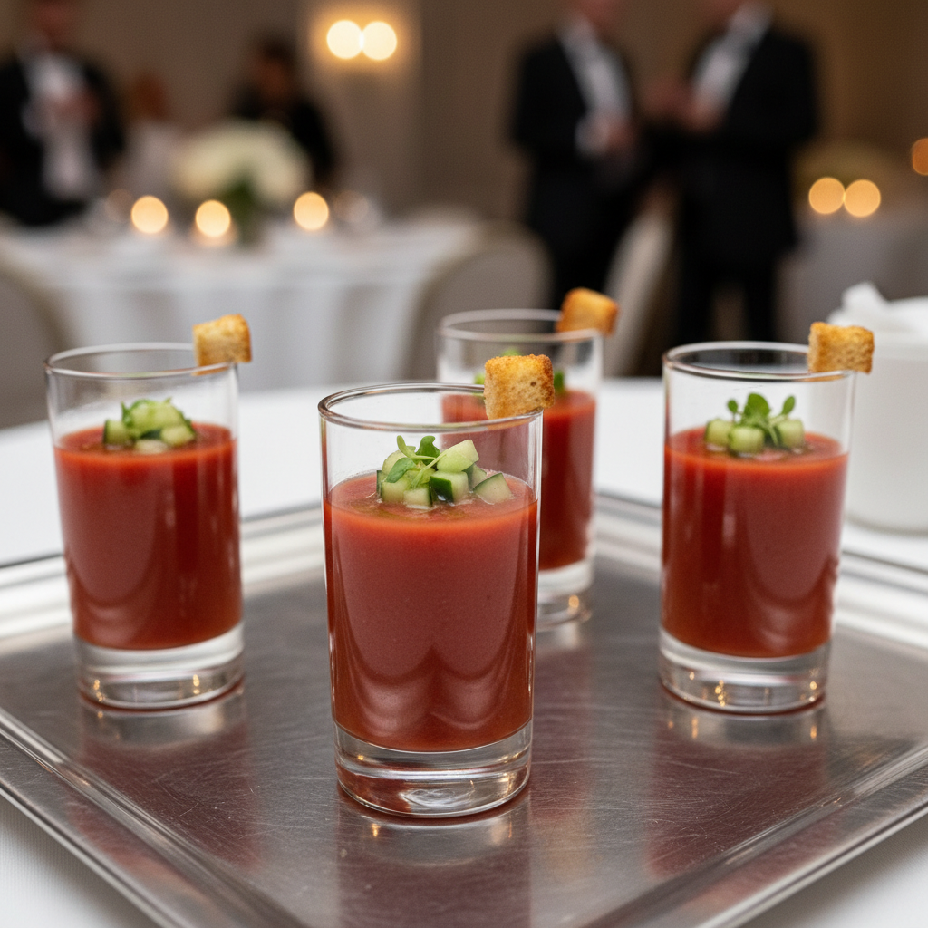 Spanish Gazpacho Shooters with Olive Oil & Chive