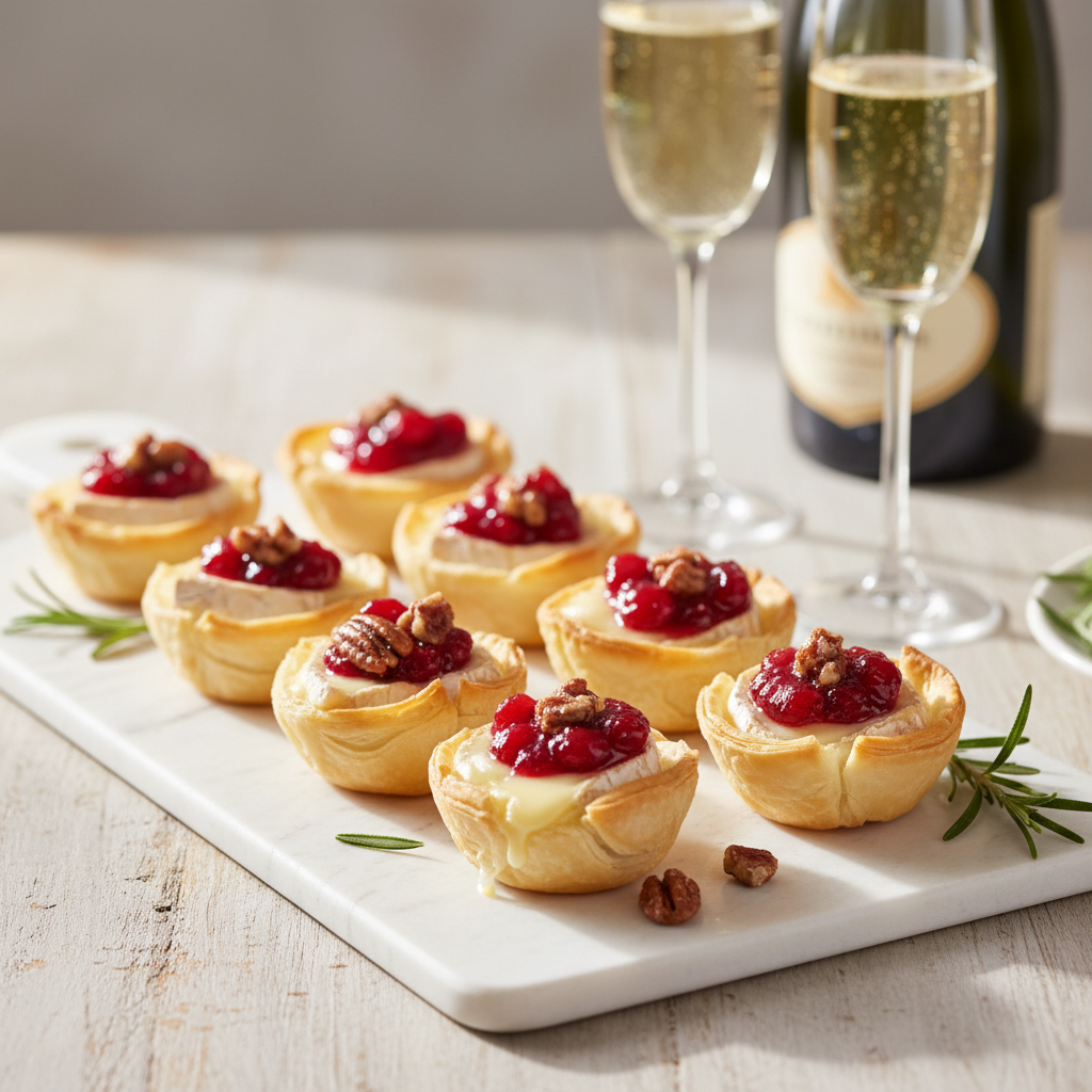 Warm Brie & Cranberry Phyllo Cups