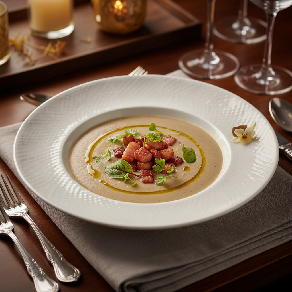 Wild Mushroom Velouté with Truffle Oil & Crispy Pancetta