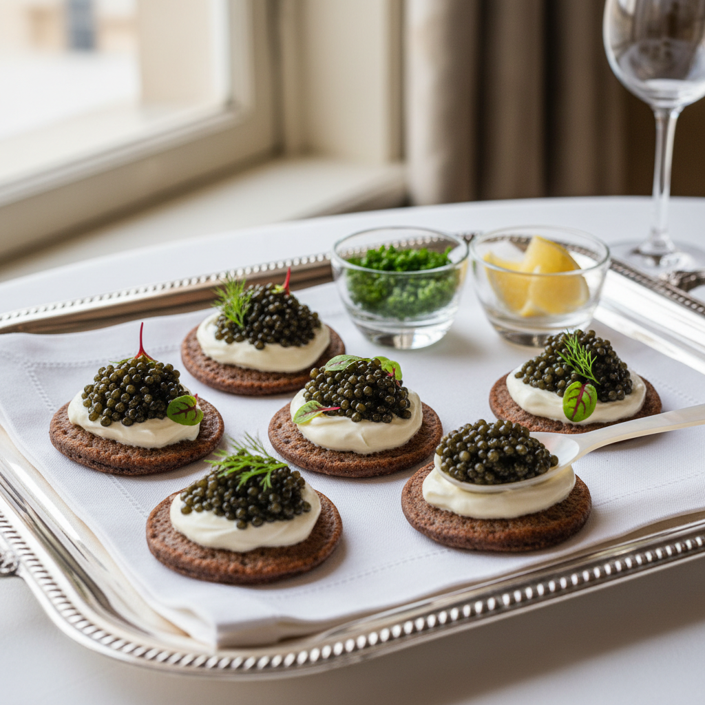 Caviar Blini Service with Crème Fraîche