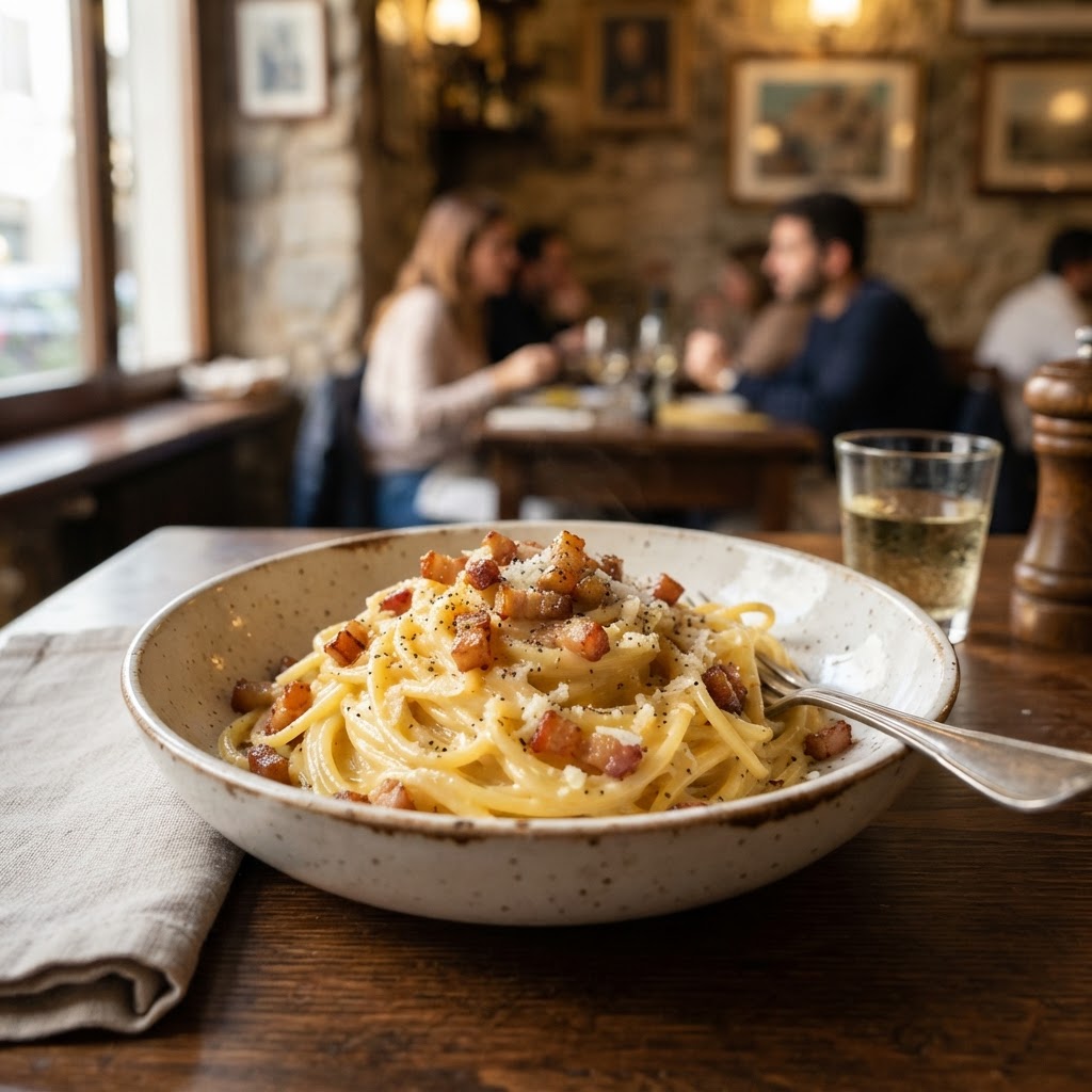 Spaghetti alla Carbonara: Rome's World War II Pasta of Eggs, Guanciale, and Pecorino