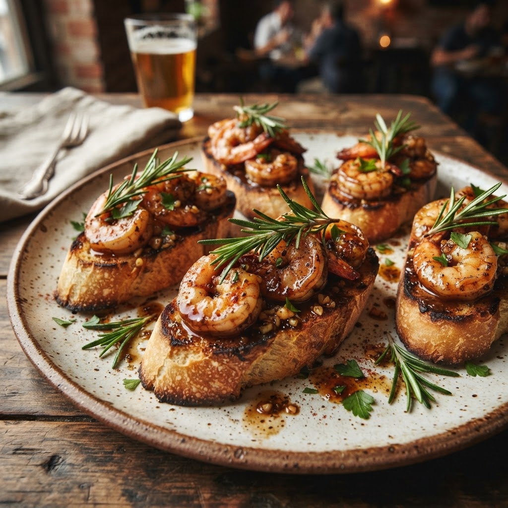 New Orleans BBQ Shrimp Toasts