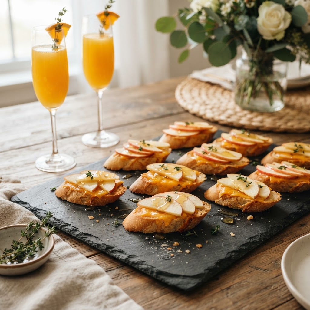 Washington Apple and Cheddar Crostini with Thyme Honey: The Pacific Northwest Orchard on Toast