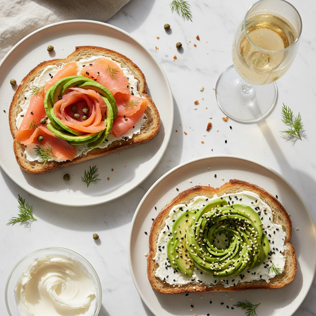 Smoked Salmon & Avocado Rose Toast Bites